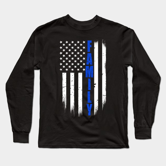 Thin Blue Line Family Flag Long Sleeve T-Shirt by bluelinemotivation